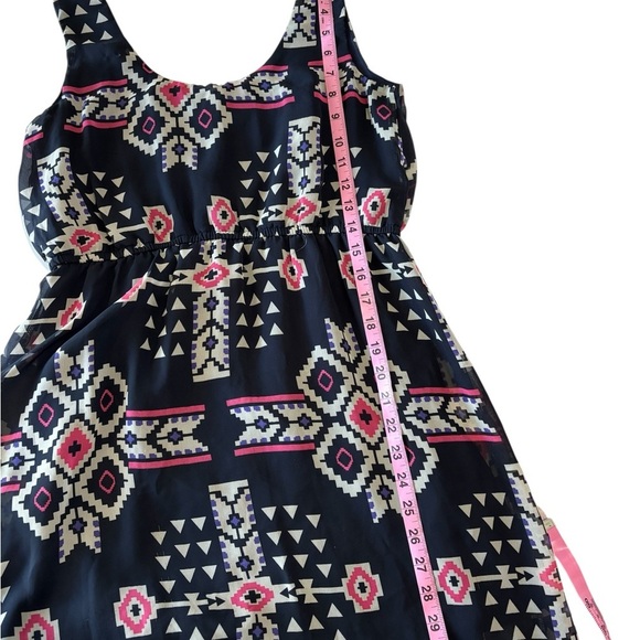 BeBop Sleeveless Aztec Print Mini Dress Navy Blue Lined Women’s Medium - Picture 9 of 12